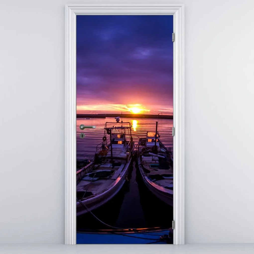 Fotótapéta ajtóra - Horgászcsónakok a kikötőben (95x205cm)