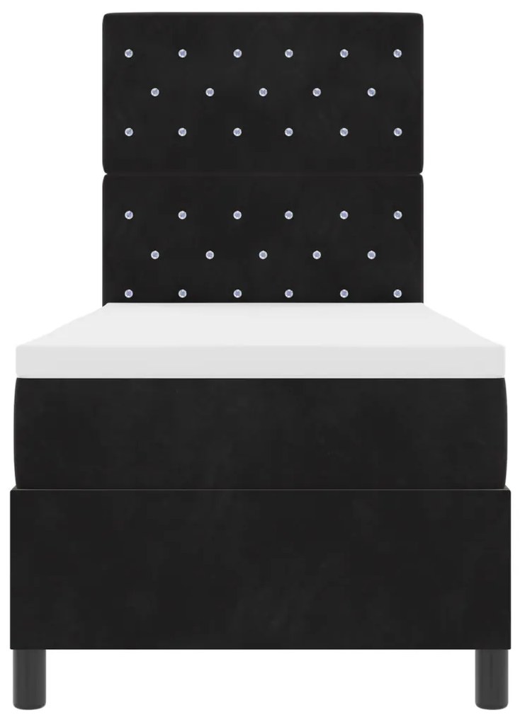 Boxspring Ágy Matrac és LED Fekete 80x200 cm Bársonyos