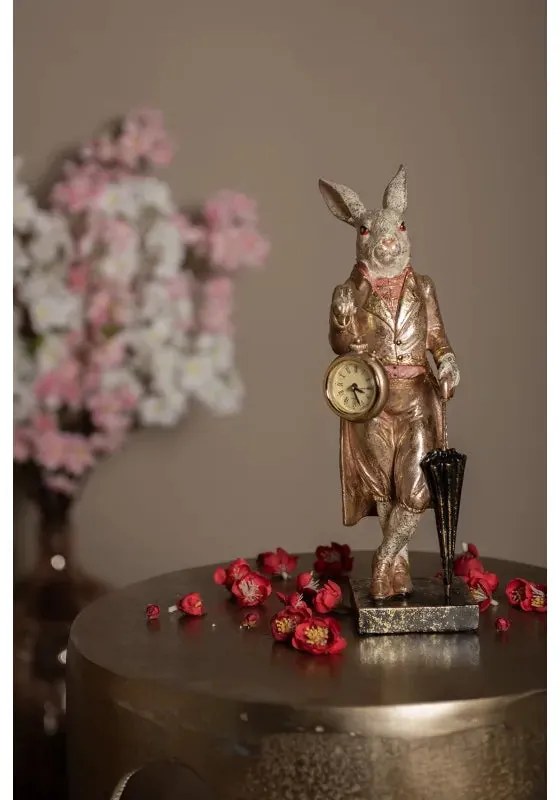 Vintage Nyúl Úr órával dekoráció figura 35 cm
