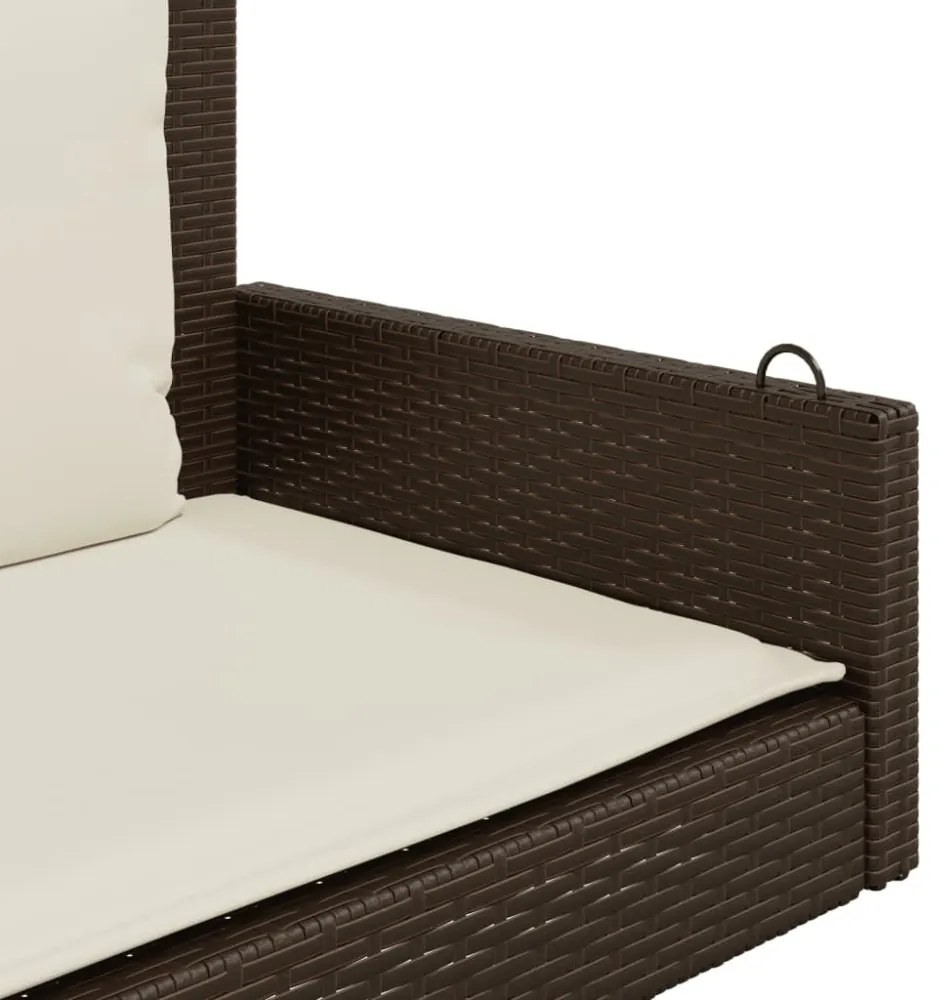 barna polyrattan hintapad párnával 119 x 56 x 48 cm