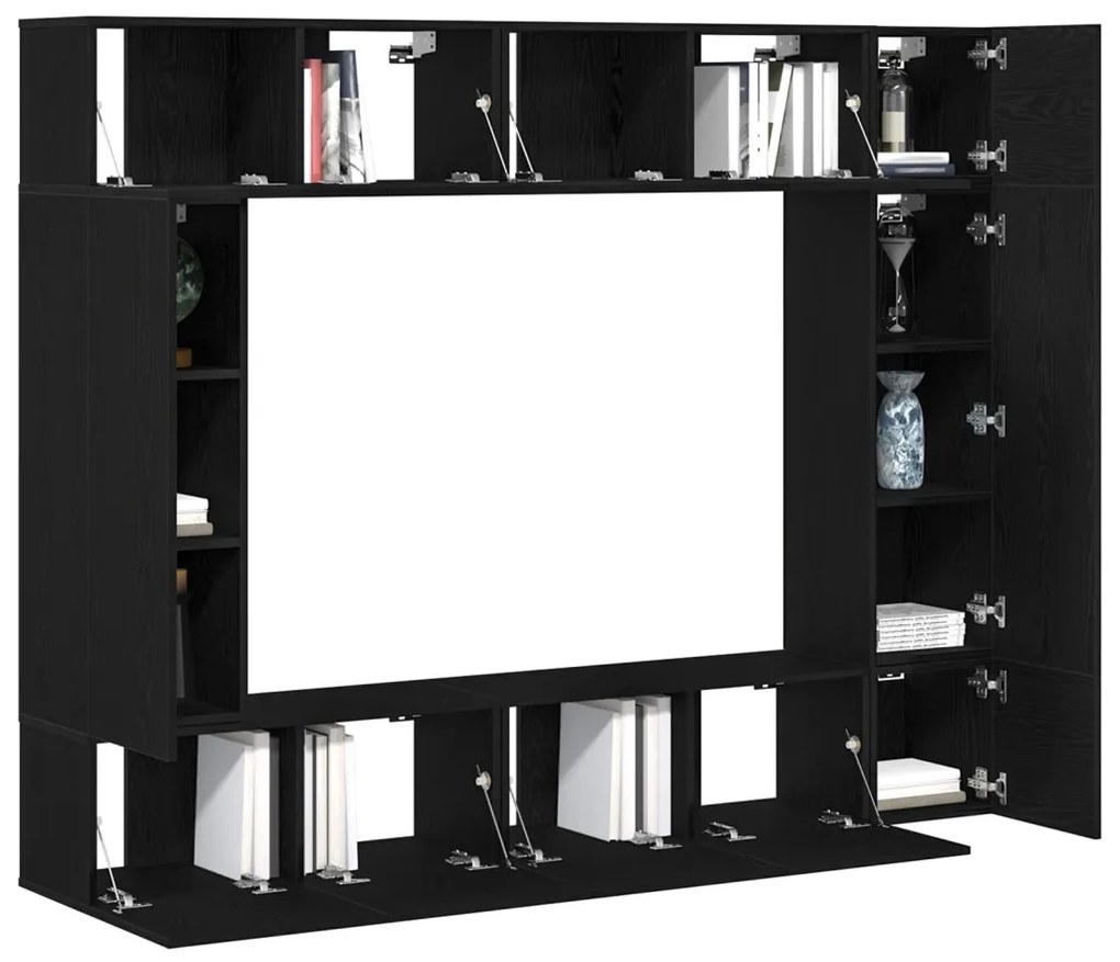 TV Szekrény Készlet 8 pcs Musta tammi 190.5 x 28.5 x 151 cm