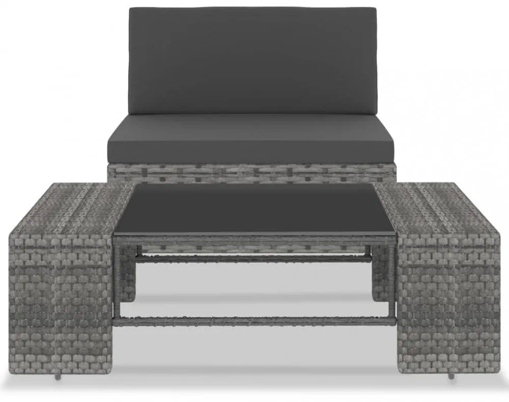 2 részes szürke polyrattan kerti ülőgarnitúra