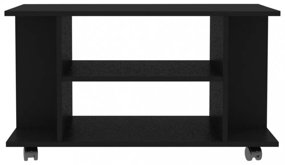 fekete szerelt fa TV-szekrény görgőkkel 80 x 40 x 45 cm