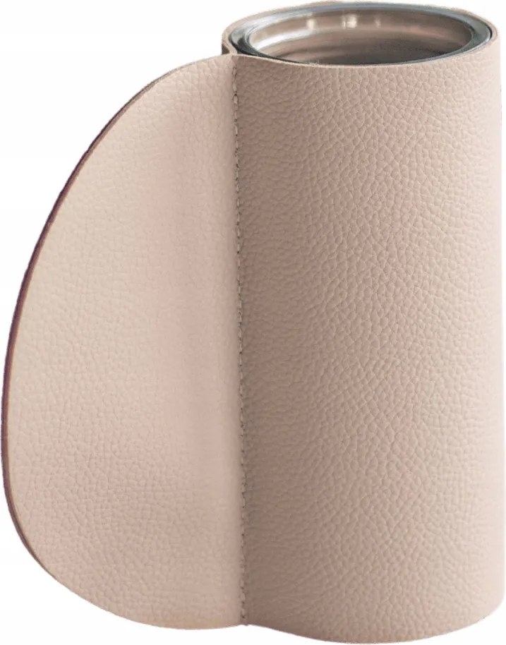 Váza bőr borítással bézs 14 cm