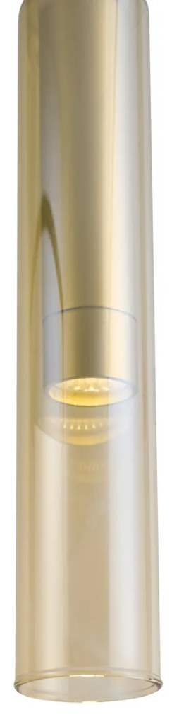 Modern arany színű spotlámpa borostyánszínű üveggel, 1 fázisú sínrendszerhez - Slimline Loyce