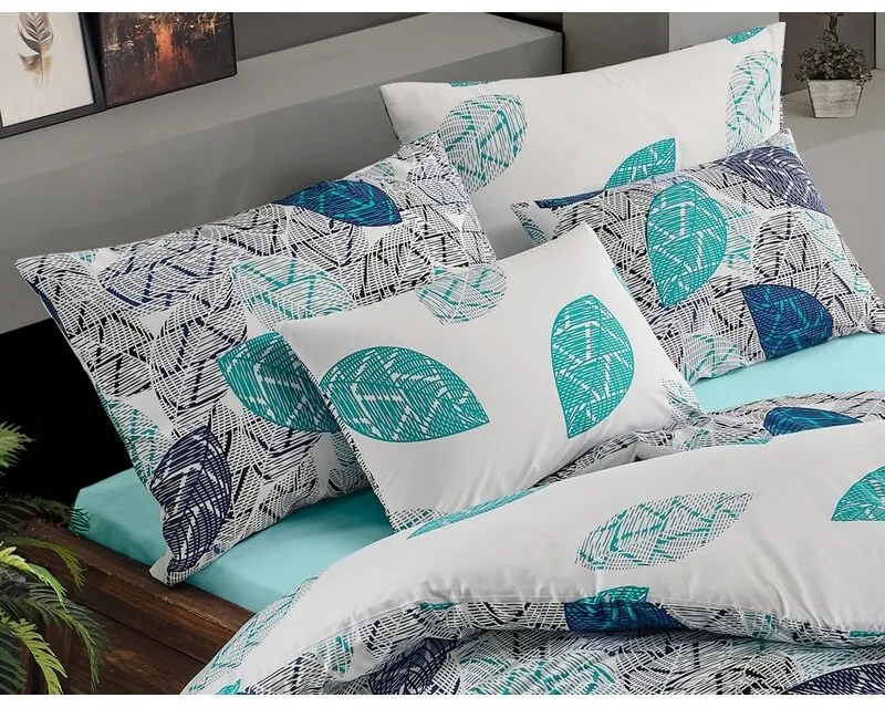 BedTex Pamut ágynemét Linna türkiz, 140 x 200 cm,70 x 90 cm