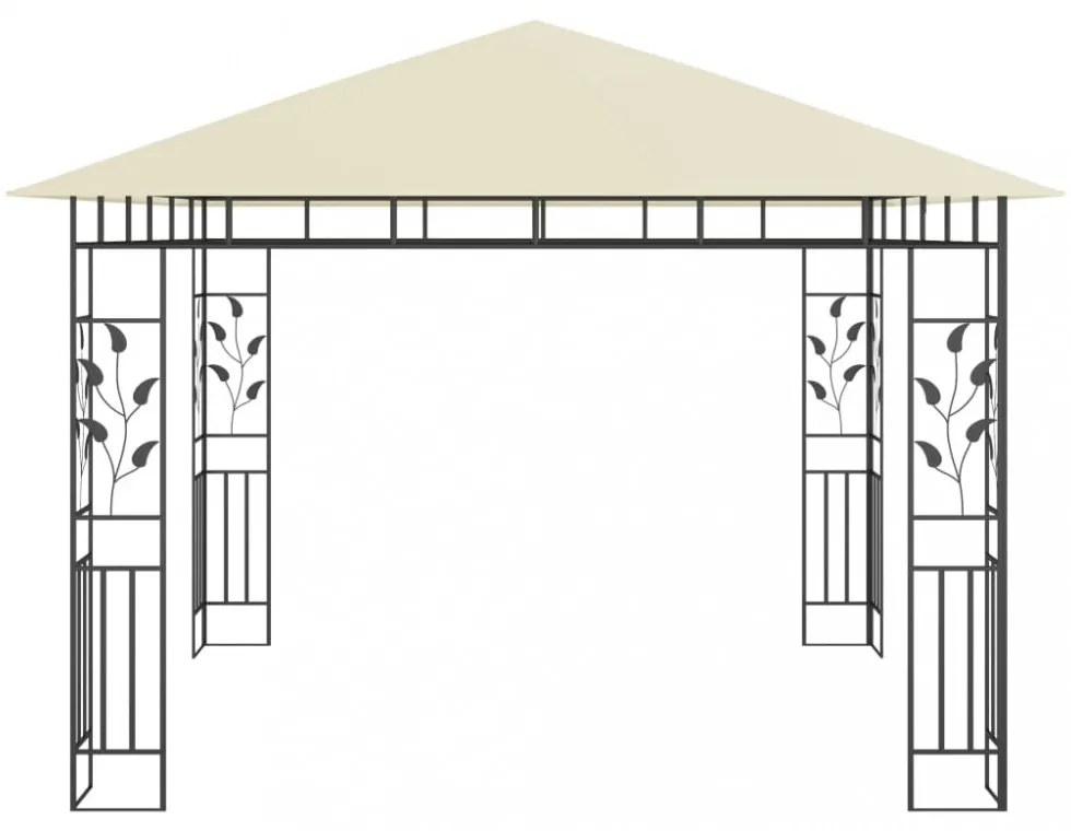 krémszínű pavilon szúnyoghálóval 3 x 3 x 2,73 m 180 g/m²