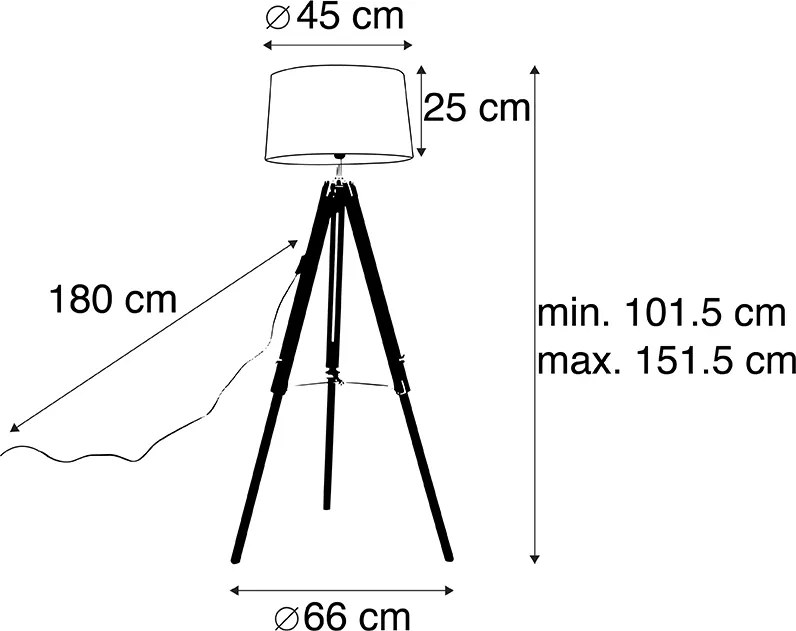 Állólámpa háromlábú fekete árnyékolóval 45 cm lenvászon sötét szürke
