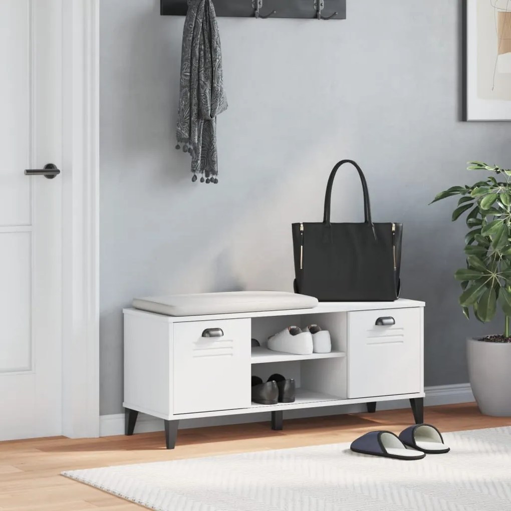 VIKEN fehér tömör fenyőfa cipőtároló pad 106 x 35 x 45 cm