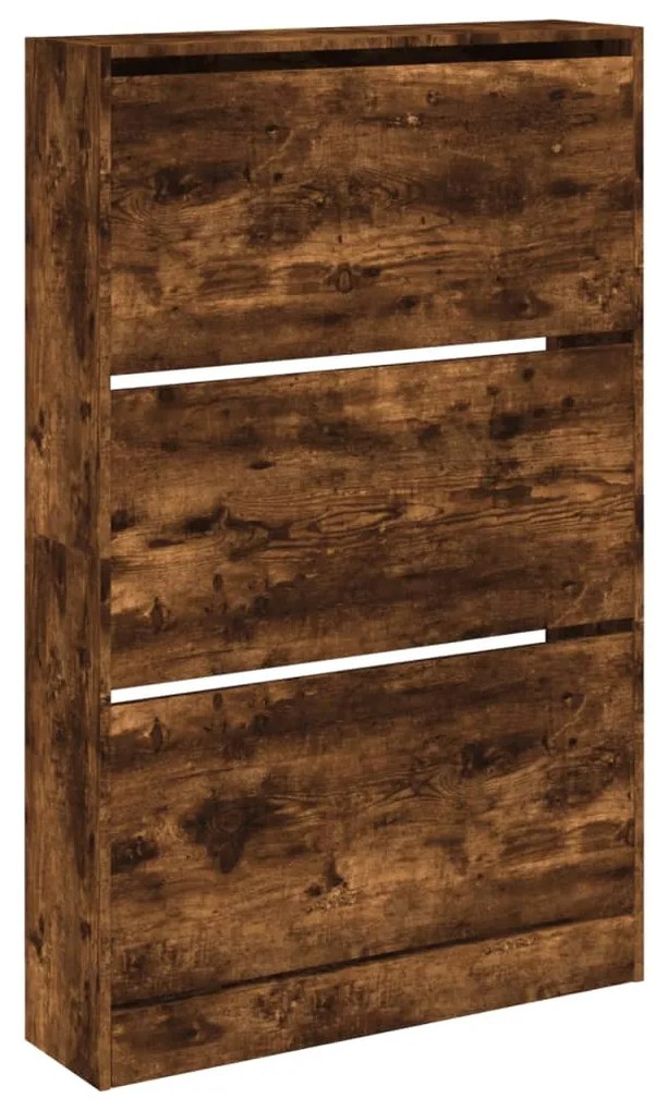 füstös tölgy színű szerelt fa cipőszekrény 80 x 21 x 125,5 cm