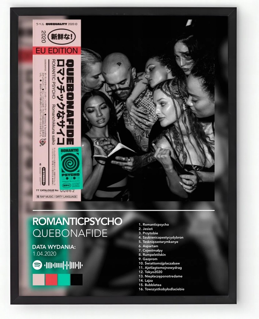 Poszter keretben Album Quebonafide Romantic Psycho 20x30cm Ajándék ötlet