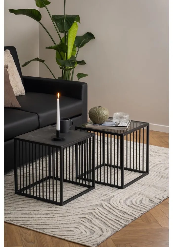 Tárolóasztal kő dekorral 40x40 cm Strington – Actona