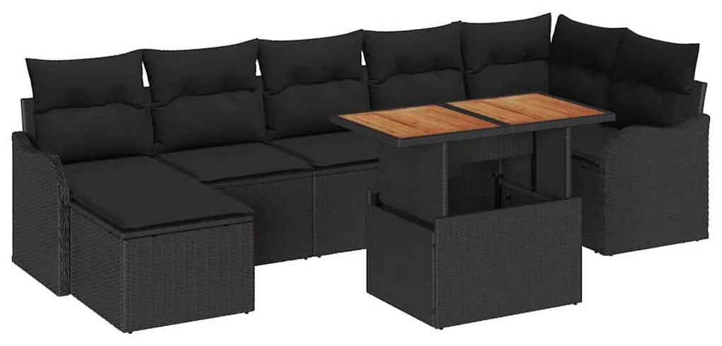 Kerti Kanapé Szett párnával tárolóval 8 pcs Fekete