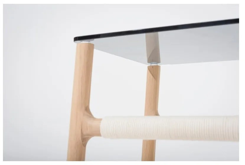 Fawn kisasztal tömör tölgyfa szerkezettel és szürke asztallappal - Gazzda