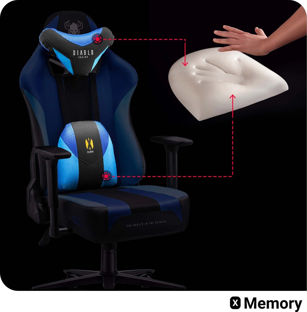Gamer szék szövet kék-fekete Normal Size: Diablo X-Player 2.0 Frost Black