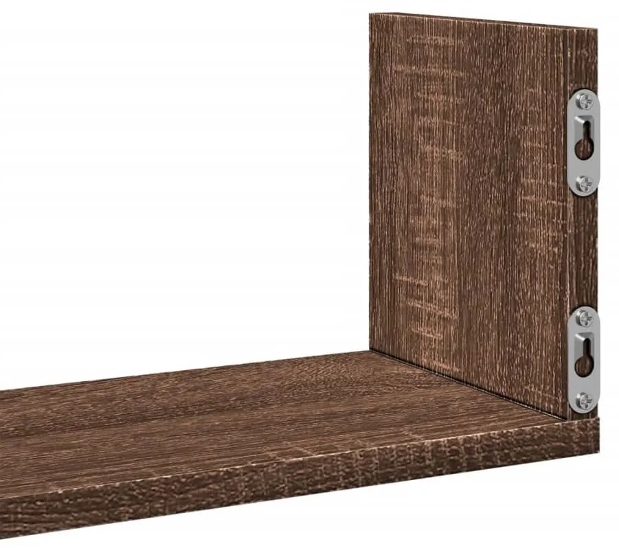 3 db barna tölgy színű szerelt fa fali polc 58 x 18 x 18 cm
