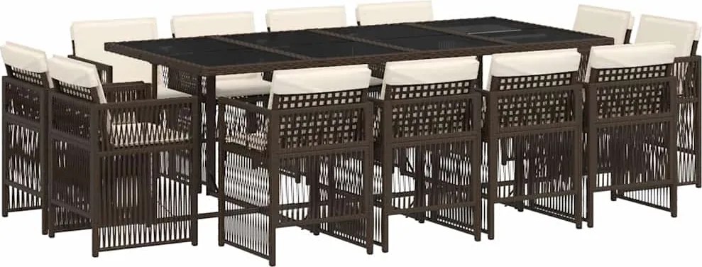 vidaXL 13 részes barna polyrattan kerti ülőgarnitúra párnákkal