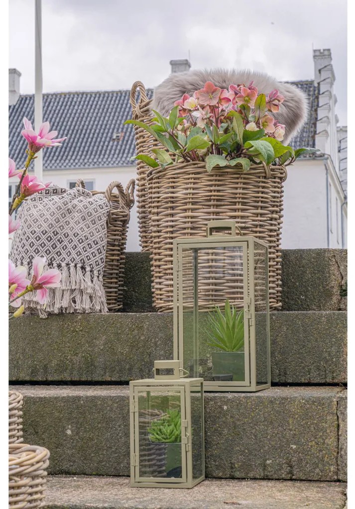 Korfu dekorációs lámpások, fém/üveg, zöld, 2 darabos készlet