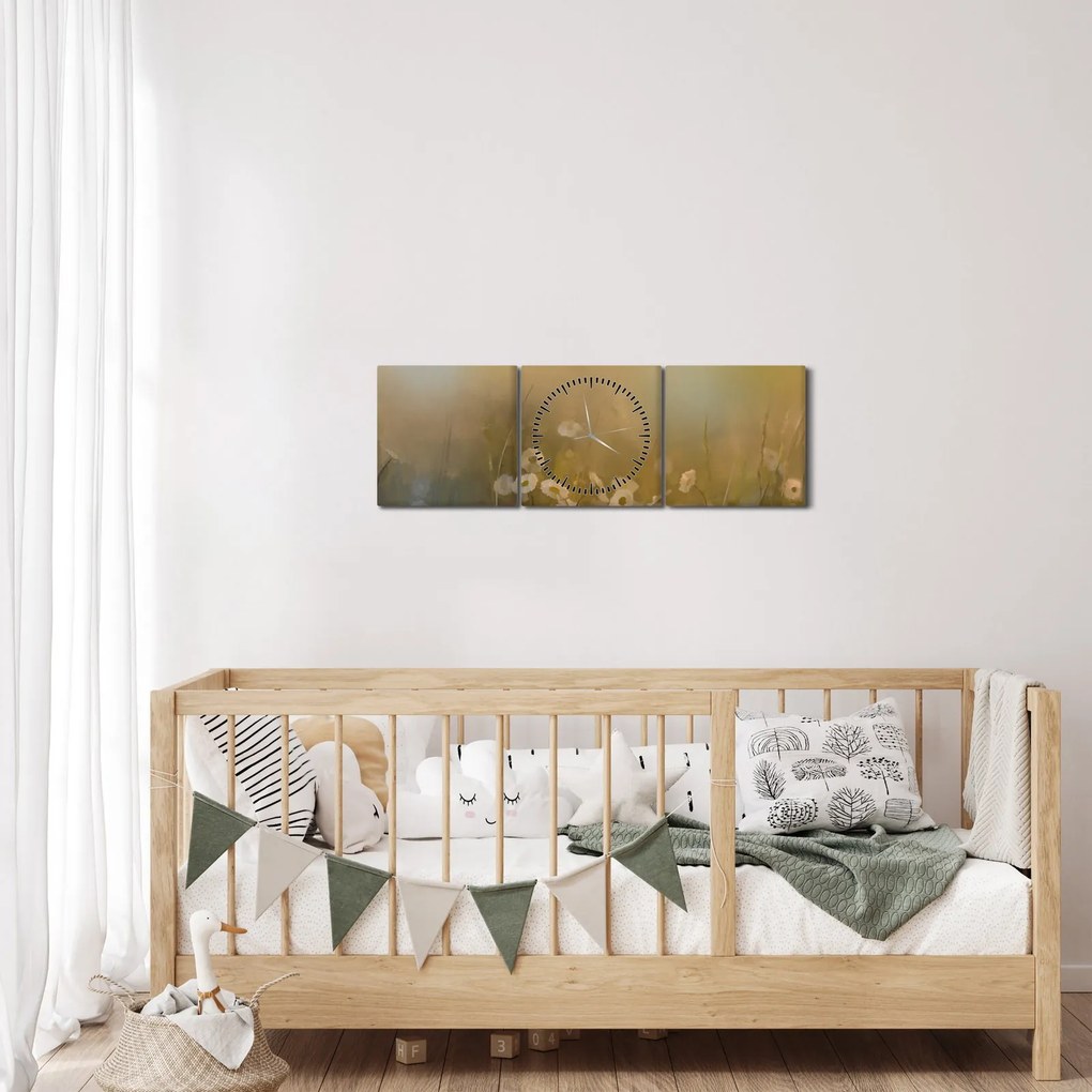 Kép - százszorszép olajfestmény (órával) (90x30 cm)