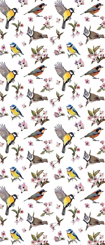 Flizelin fotótapéta Madarak és virágok Cseresznye finomság 91x211 +ragasztó