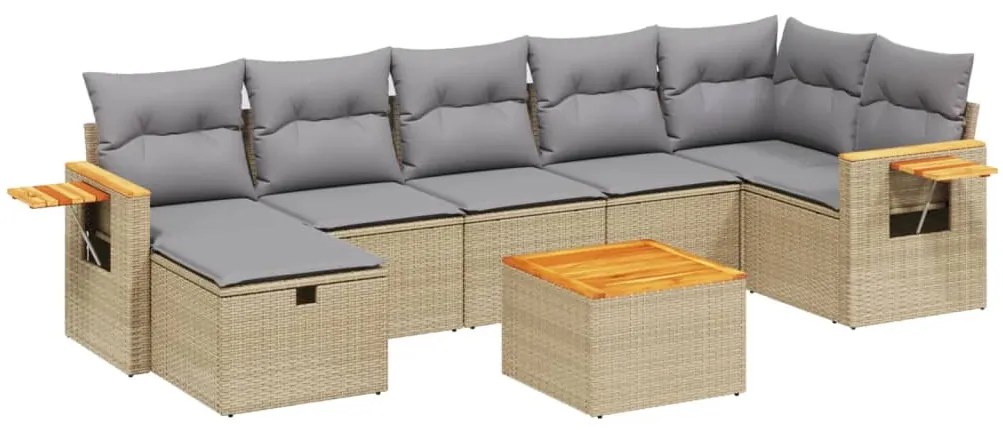 vidaXL 8 részes vegyes bézs polyrattan kerti ülőgarnitúra párnákkal