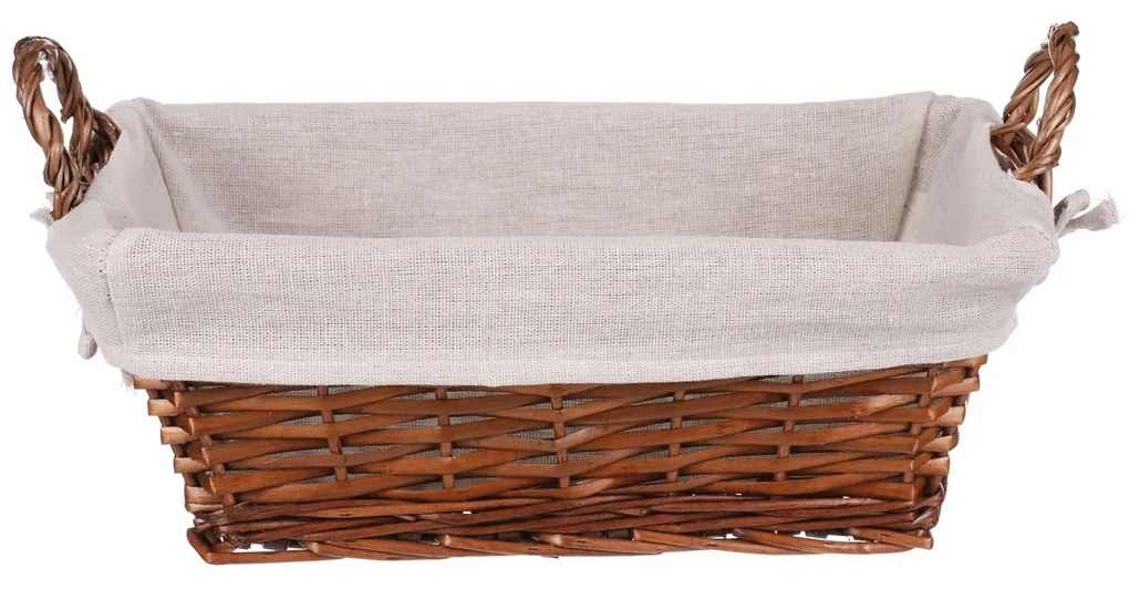 Fonott kosár, szövet barna színű, 35 x 25 x 13 cm