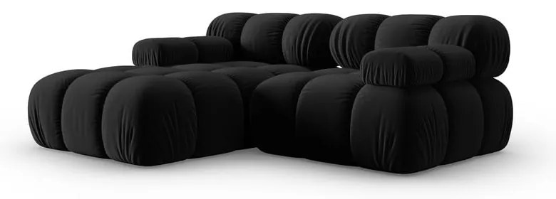 Fekete bársony sarokkanapé (bal oldali) Bellis – Micadoni Home