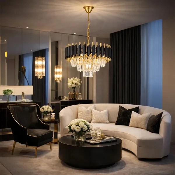 Brilagi - Láncos csillár ECLIPSE 5xE14/10W/230V Ø 38 cm fekete/arany