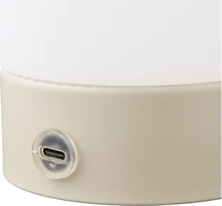 Fehér-szürkésbarna fém asztali lámpa műanyag búrával (magasság 18 cm) Ashford – House Nordic