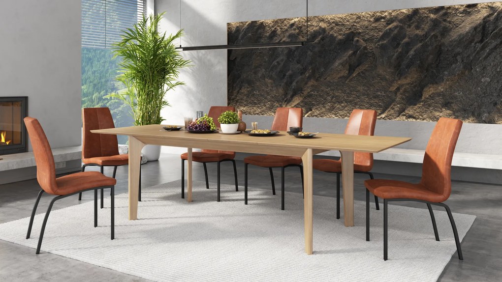 Mazzoni BARI Természetes Tölgy 180x90 cm (+2 db 45 cm-es bővítőlap) - 270 CM-IG BŐVÍTHETŐ JAPÁN/SKANDINÁV STÍLUSÚ FA ASZTAL