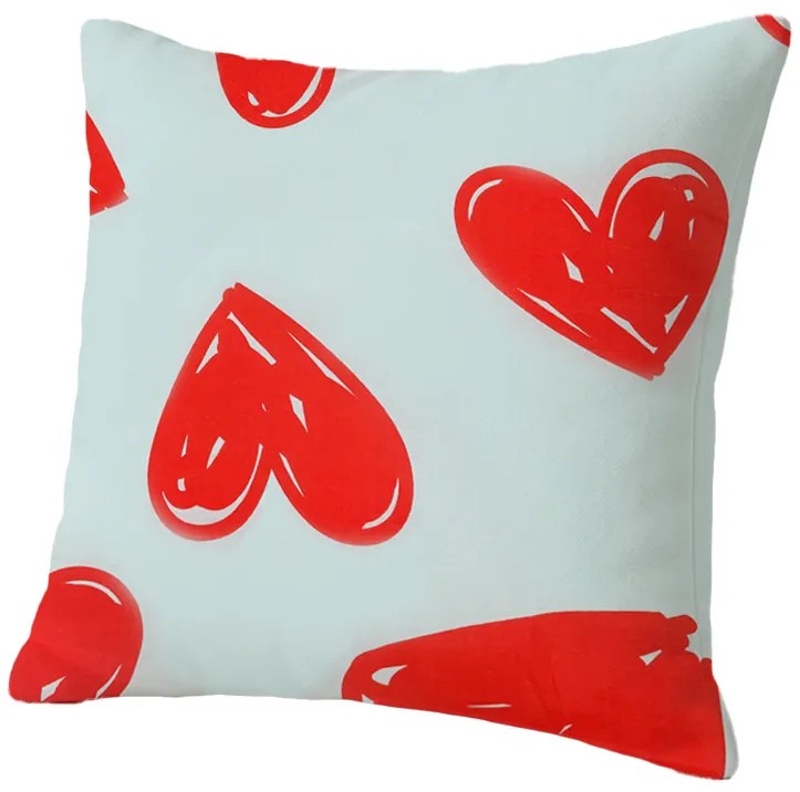 Szett 2 db dekoratív párnahuzat WARM HEART 45x45 cm, világoskék