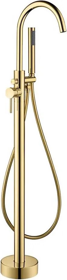 Szabadon álló fürdőkád-szett csapteleppel, 116 cm, sárgaréz