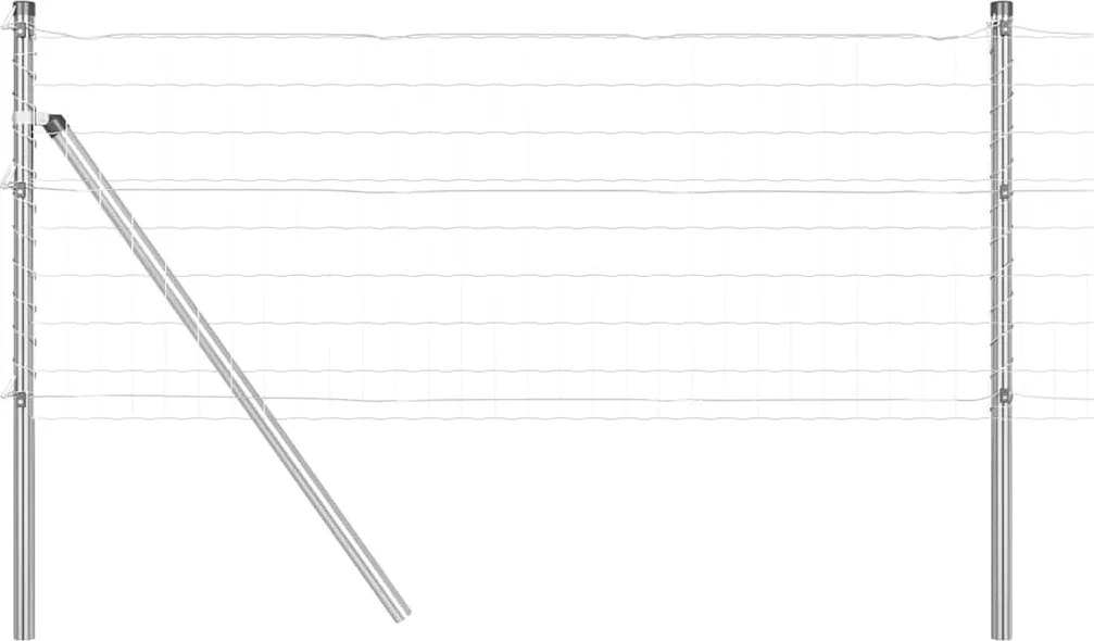 vidaXL Kerítés oszlopokkal Ezüst 0,8 x 10 m Acél és PVC