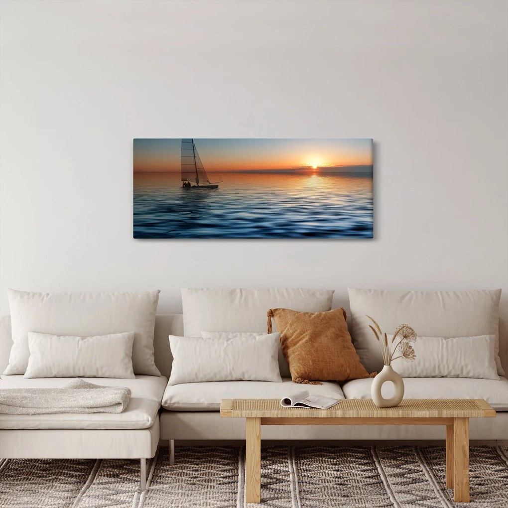 Kép - Vitorlás hajók a tengeren (120x50 cm)