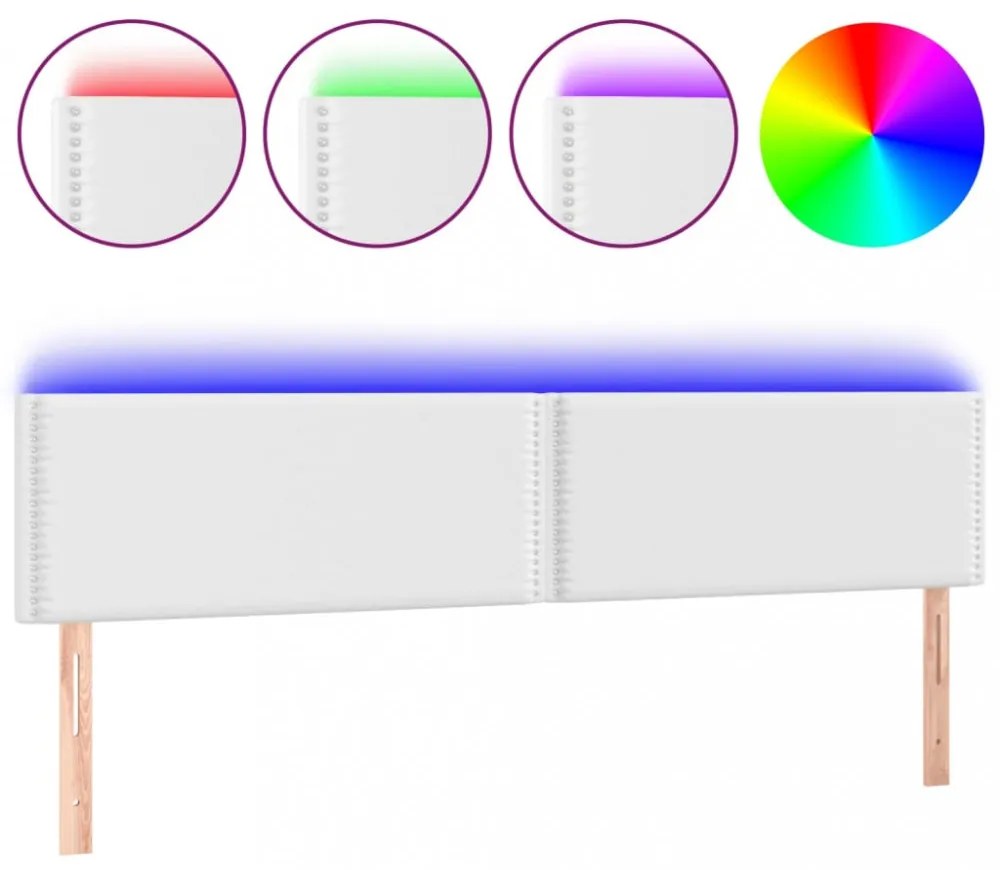 fehér műbőr LED-es fejtámla 160 x 5 x 78/88 cm