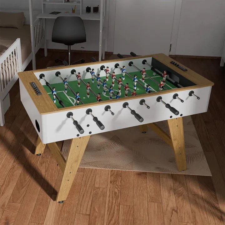 Juskys Csocsóasztal 142x76x88 cm - natúr/fehér