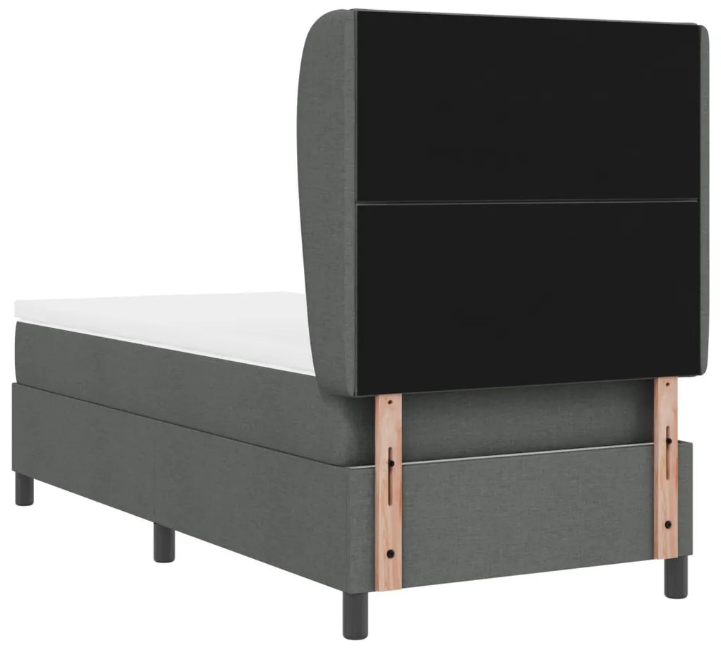 Boxspring Ágy Mattal - Sötétszürke, 90x190 cm, Szövet