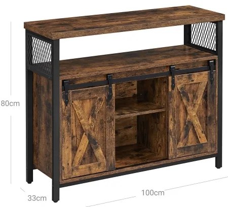 FIRA tolóajtós komód barna/fekete