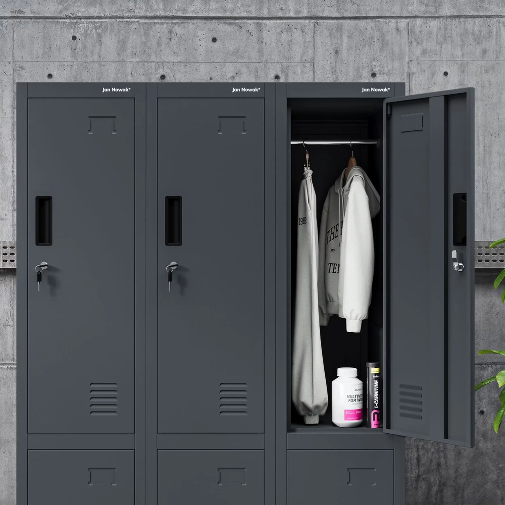 Szociális öltözőszekrény antracit BARTEK 1 Plus 292 x 1720 x 450 mm