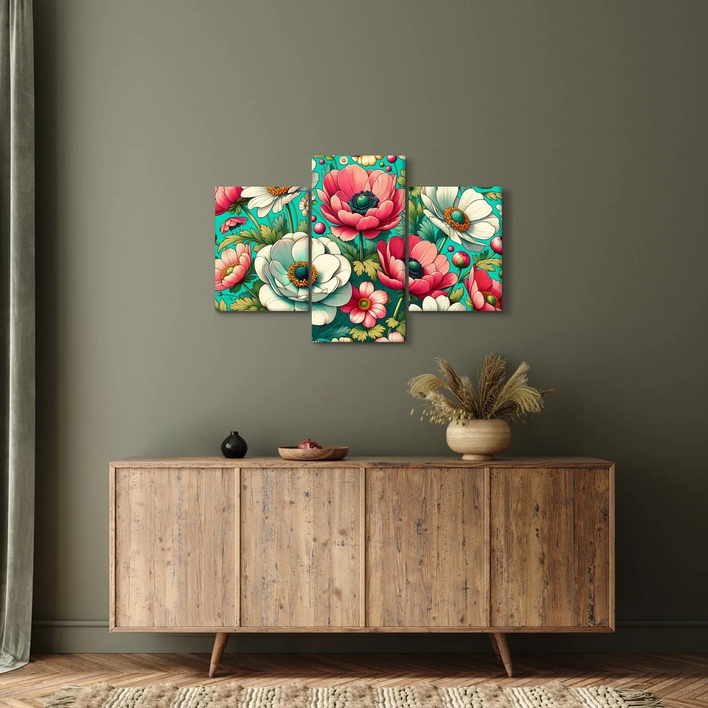 Kép - Virágok kék háttéren (90x60 cm)