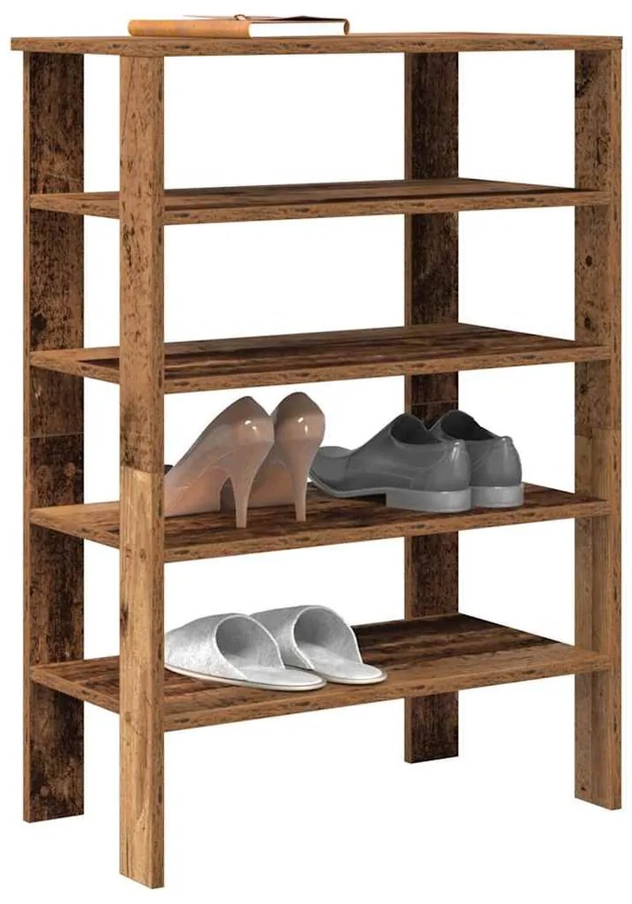 antik fa szerelt fa cipőtartó 61x32x87,5 cm