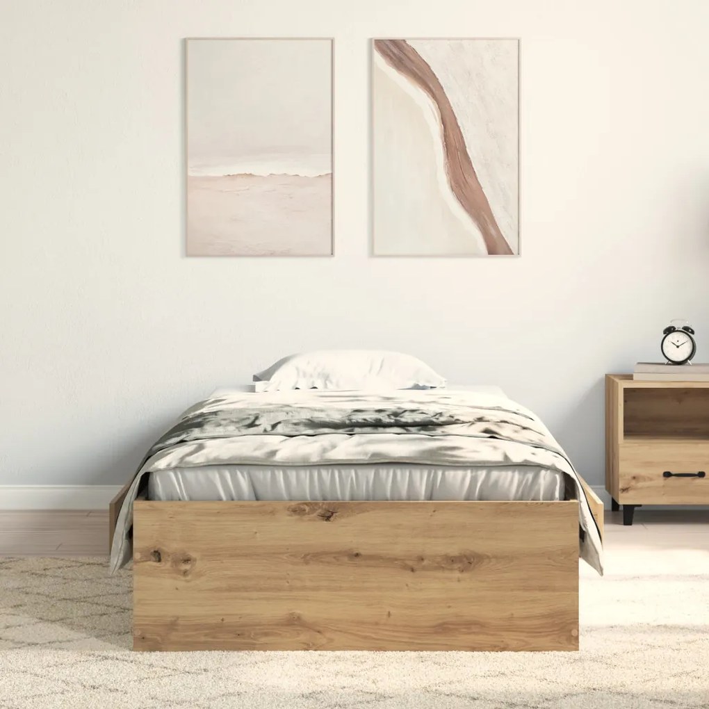 Ágykeret Artisan Tölgy 90x200 cm Műanyag Wood