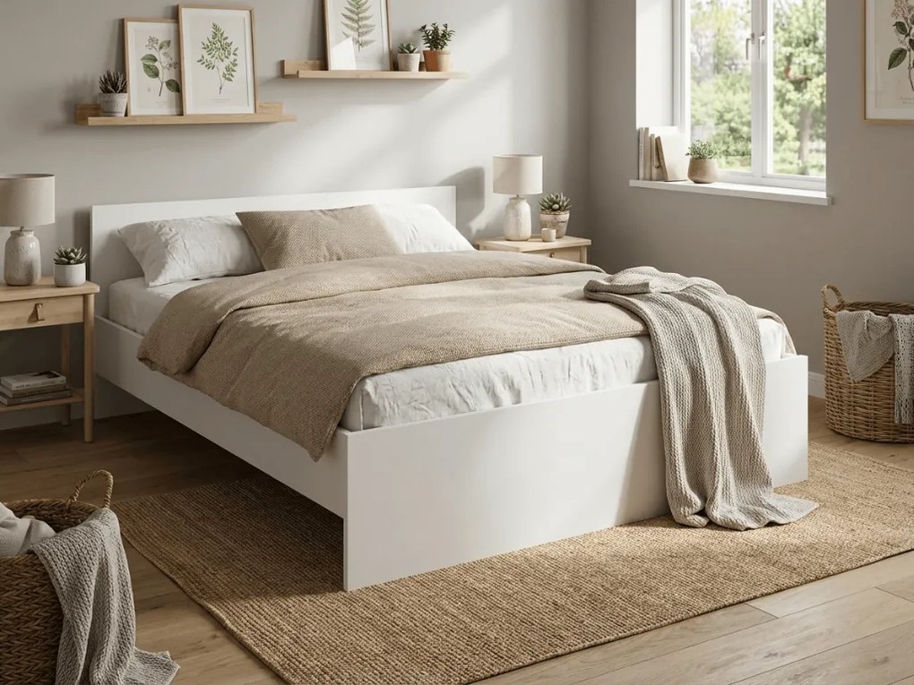 Ágy ELISA 120 x 200 cm, fehér Ágyrács: Lamellás ágyrács, Matrac: Deluxe 10 cm matrac