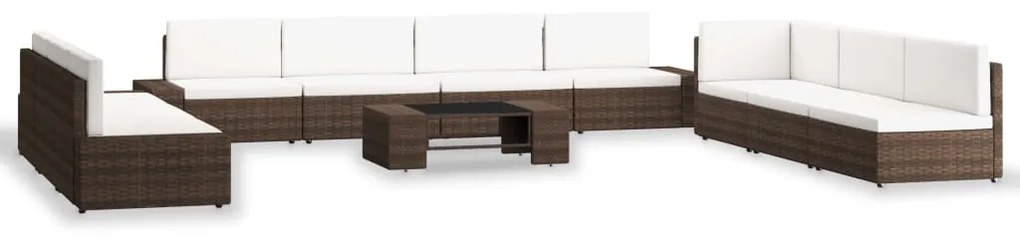 vidaXL 10 részes barna polyrattan kerti ülőgarnitúra
