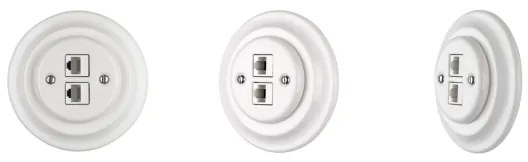 Bohemia-Design - Retro stílusú porcelán ethernet aljzat kerettel, 2x CAT.5E, fehér