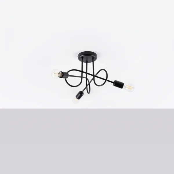 Sollux SL.1434 - Felületre szerelhető csillár  LOOP 3xE27/15W/230V fekete