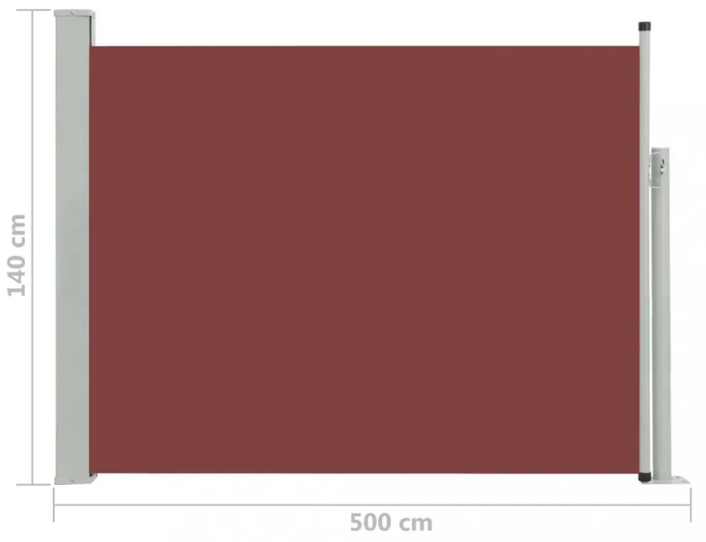 barna kihúzható oldalsó teraszi napellenző 140 x 500 cm