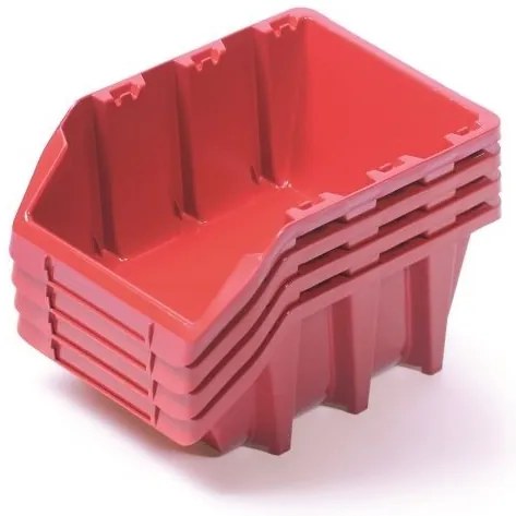 4 db tárolódobozból álló készlet, egyenként 29,5 x 19,8 x 13,3 cm, piros