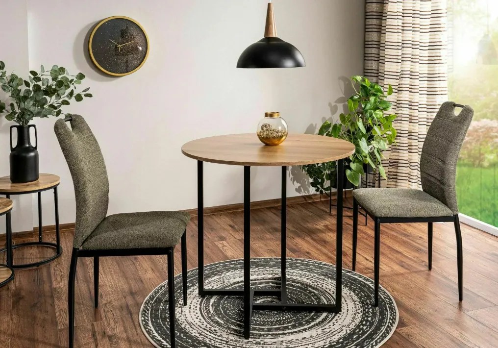 Alto II kerek étkezőasztal tölgy/fekete 80 cm