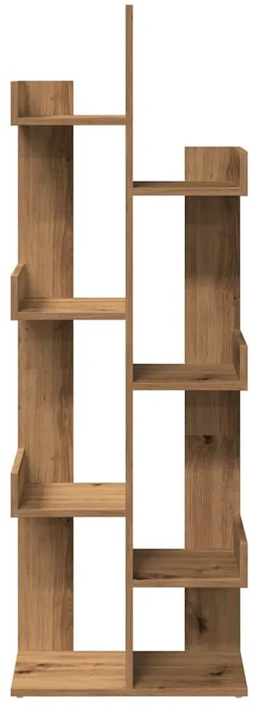 kézműves tölgy színű szerelt fa könyvszekrény 48 x 25,5 x 140cm